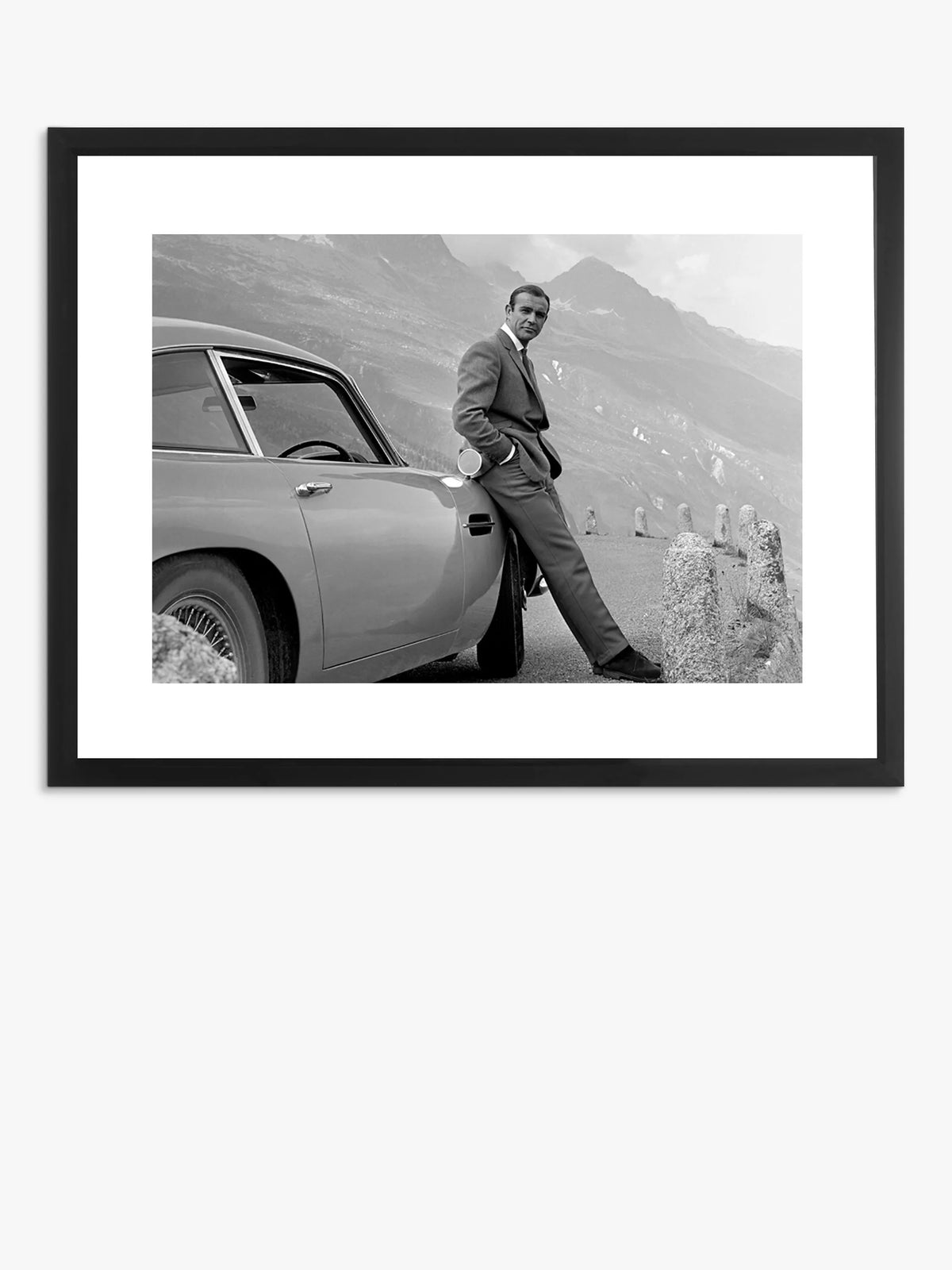 Brookpace Lascelles framed print of Sean Connery and Aston Martin, UK version