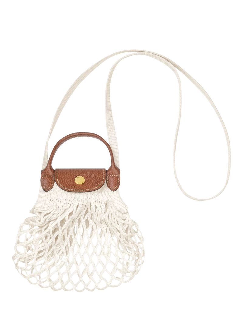 Longchamp Le Pliage Filet Mini Top Handle Mesh Bag, Ecru
