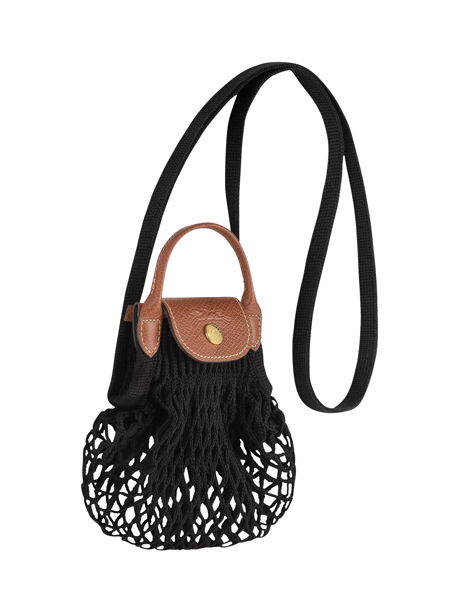 Longchamp Le Pliage Filet Mini Top Handle Mesh Bag, Black