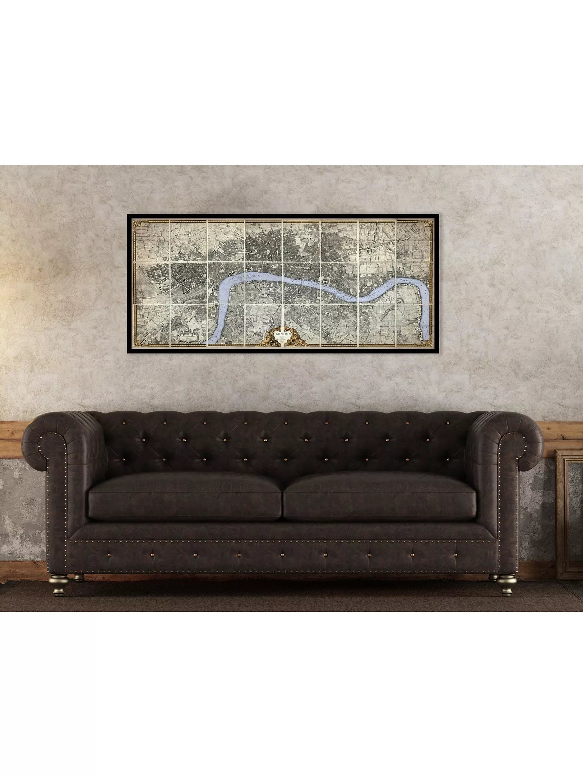 John Lewis antique map of London framed print 55.5x119.5cm, UK version