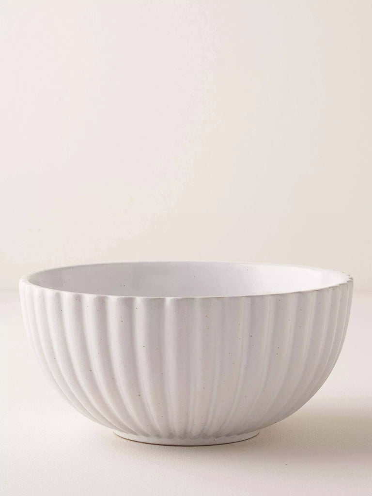 Truly Stoneware Fluted Serve Bowl, Pale Grey