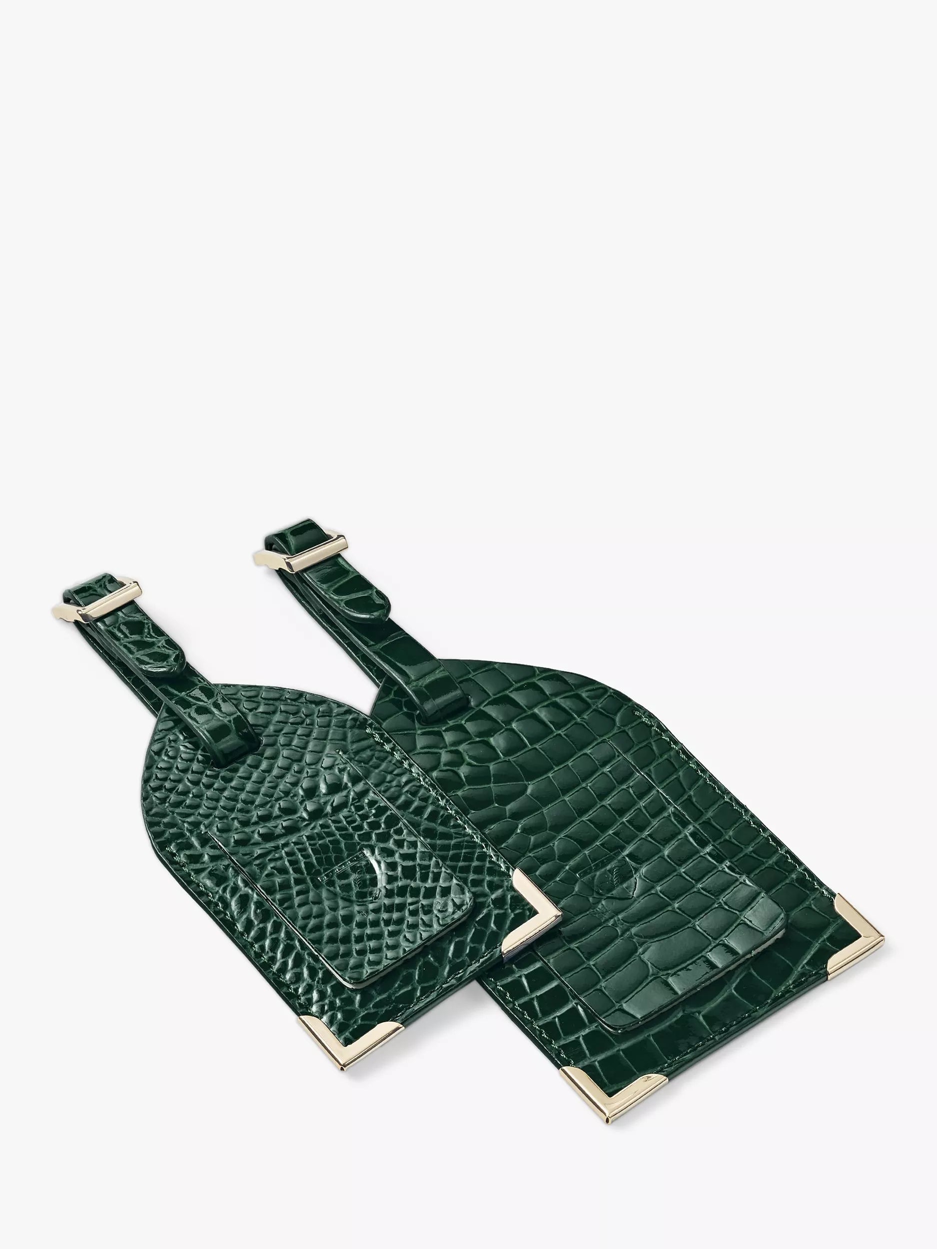 Aspinal of London Croc Leather Luggage Tag Set of 2