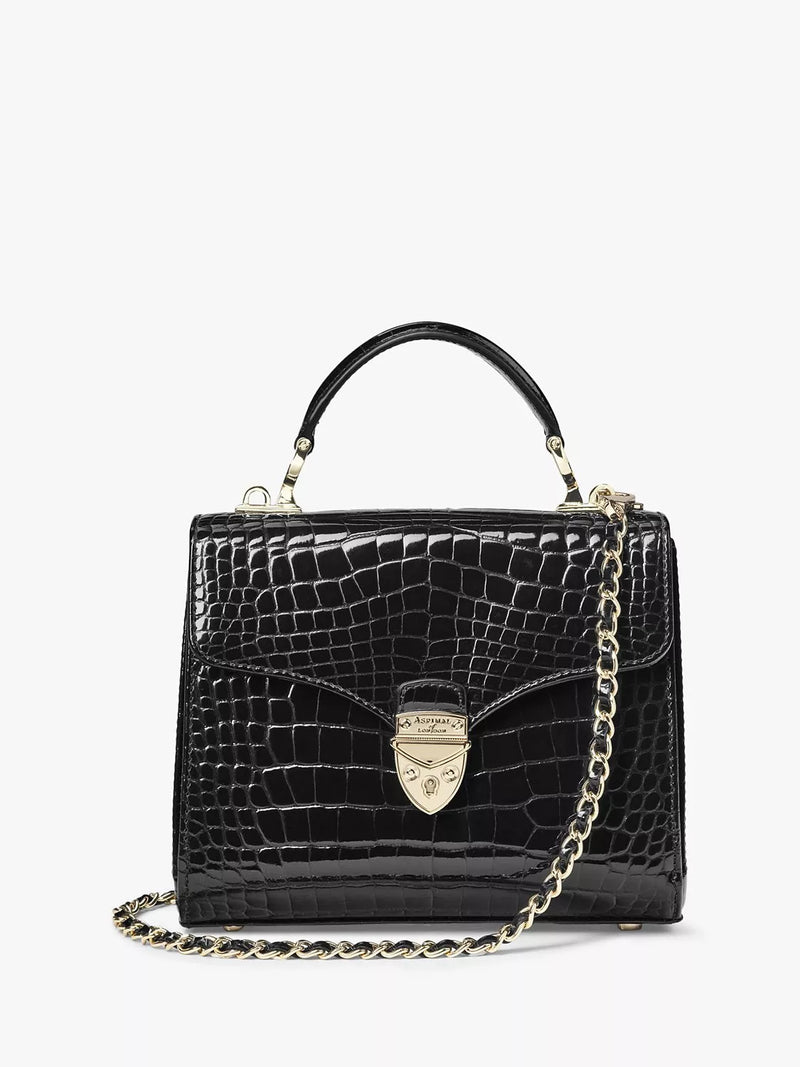 Aspinal of London Midi Mayfair Croc Effect Leather Cross Body Bag