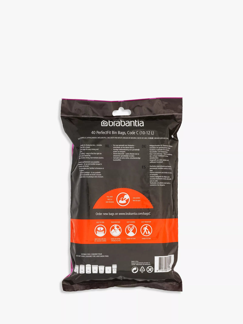 Brabantia bin liners size C (10-12L) pack of 40 - British product