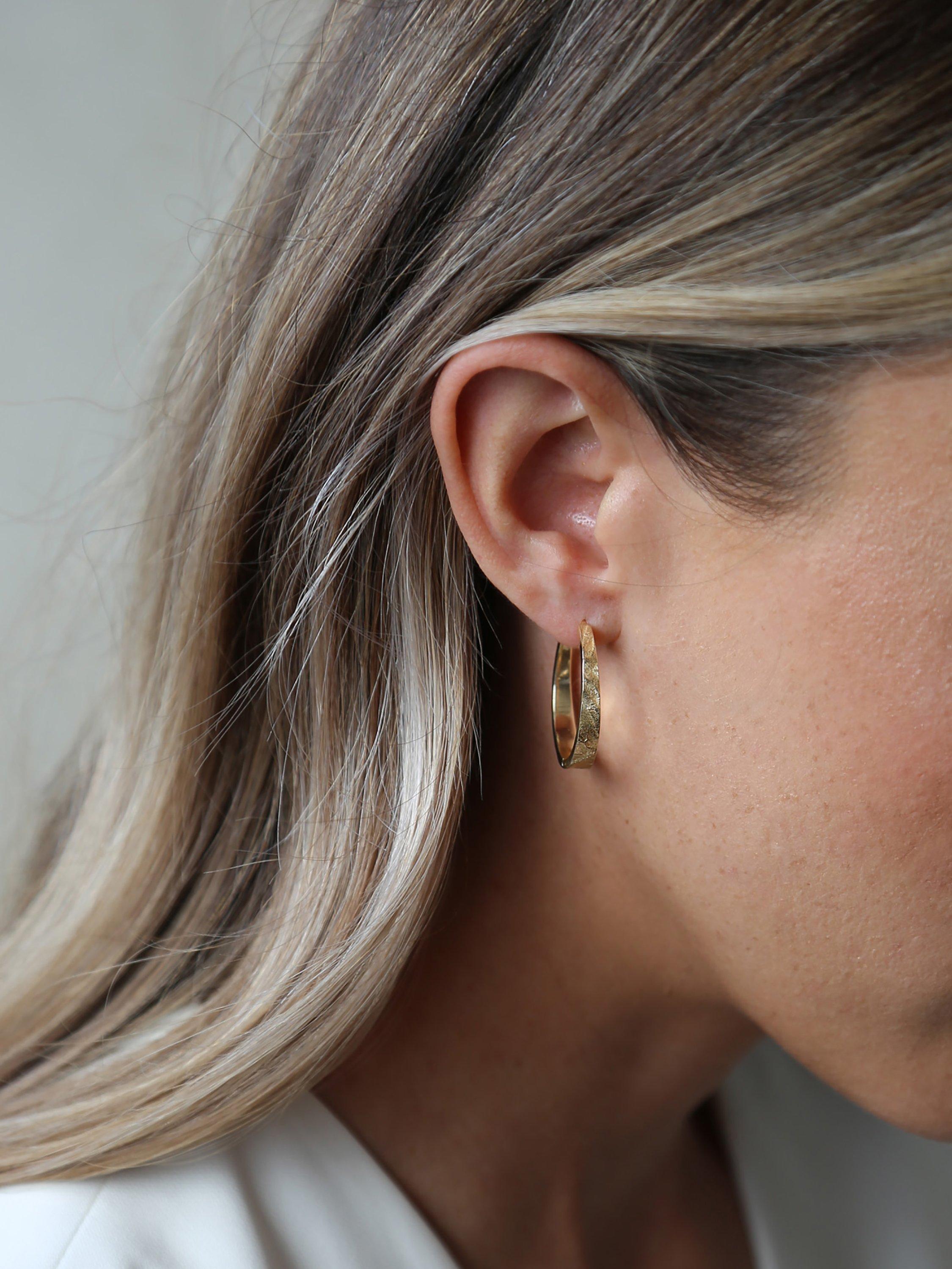 Tutti gold plated textured hoop earrings, UK version