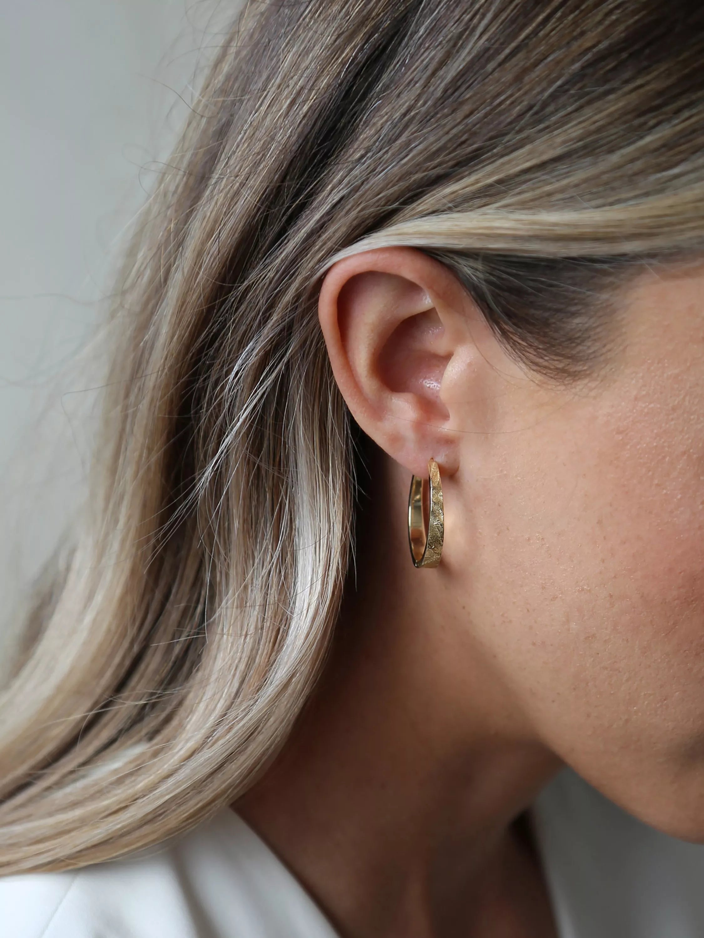 Tutti gold plated textured hoop earrings, UK version