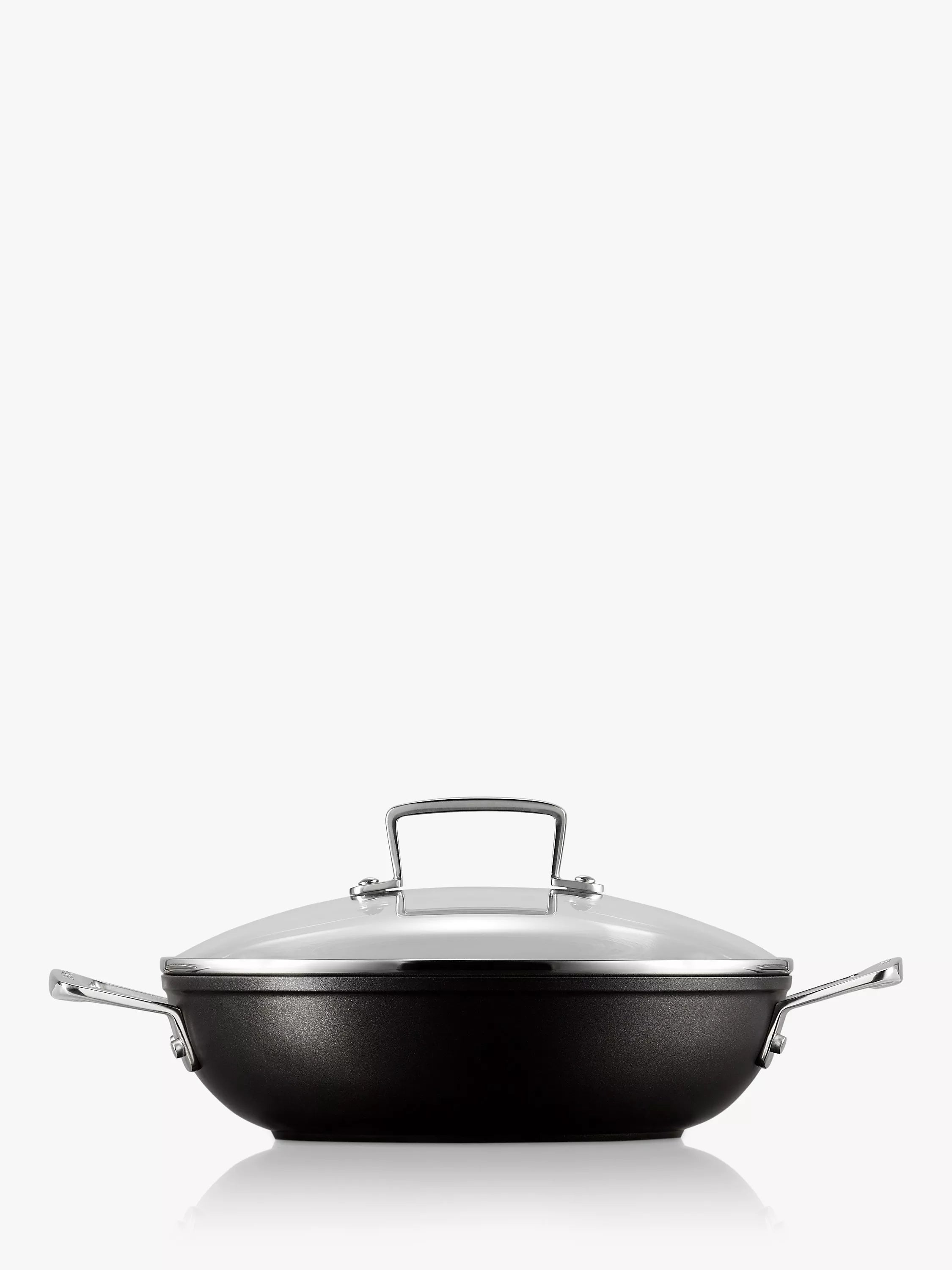 Le Creuset shallow casserole with toughened non-stick coating and glass lid, 24cm, UK version