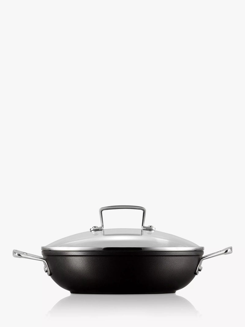 Le Creuset shallow casserole with toughened non-stick coating and glass lid, 24cm, UK version