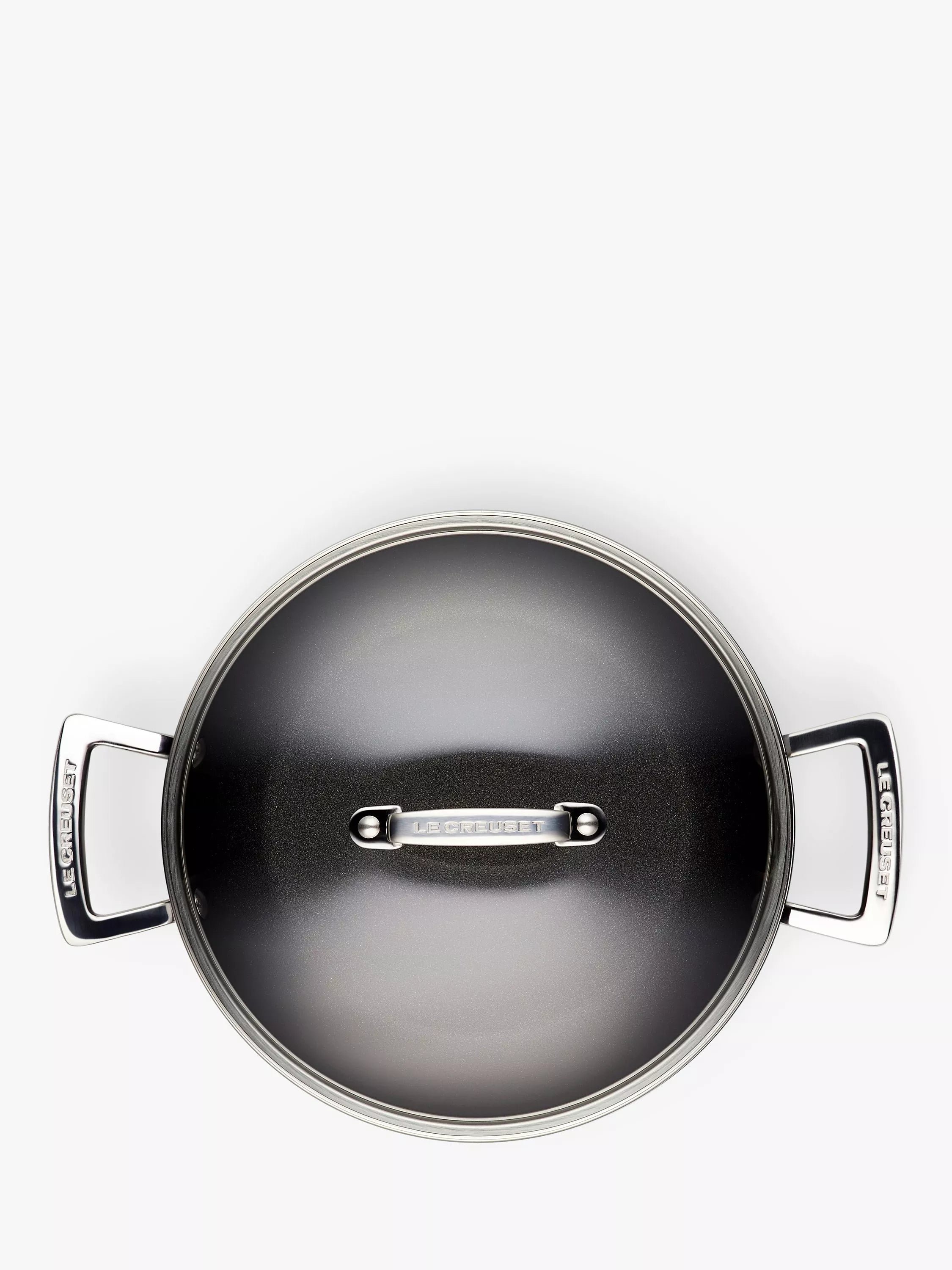 Le Creuset shallow casserole with toughened non-stick coating and glass lid, 24cm, UK version