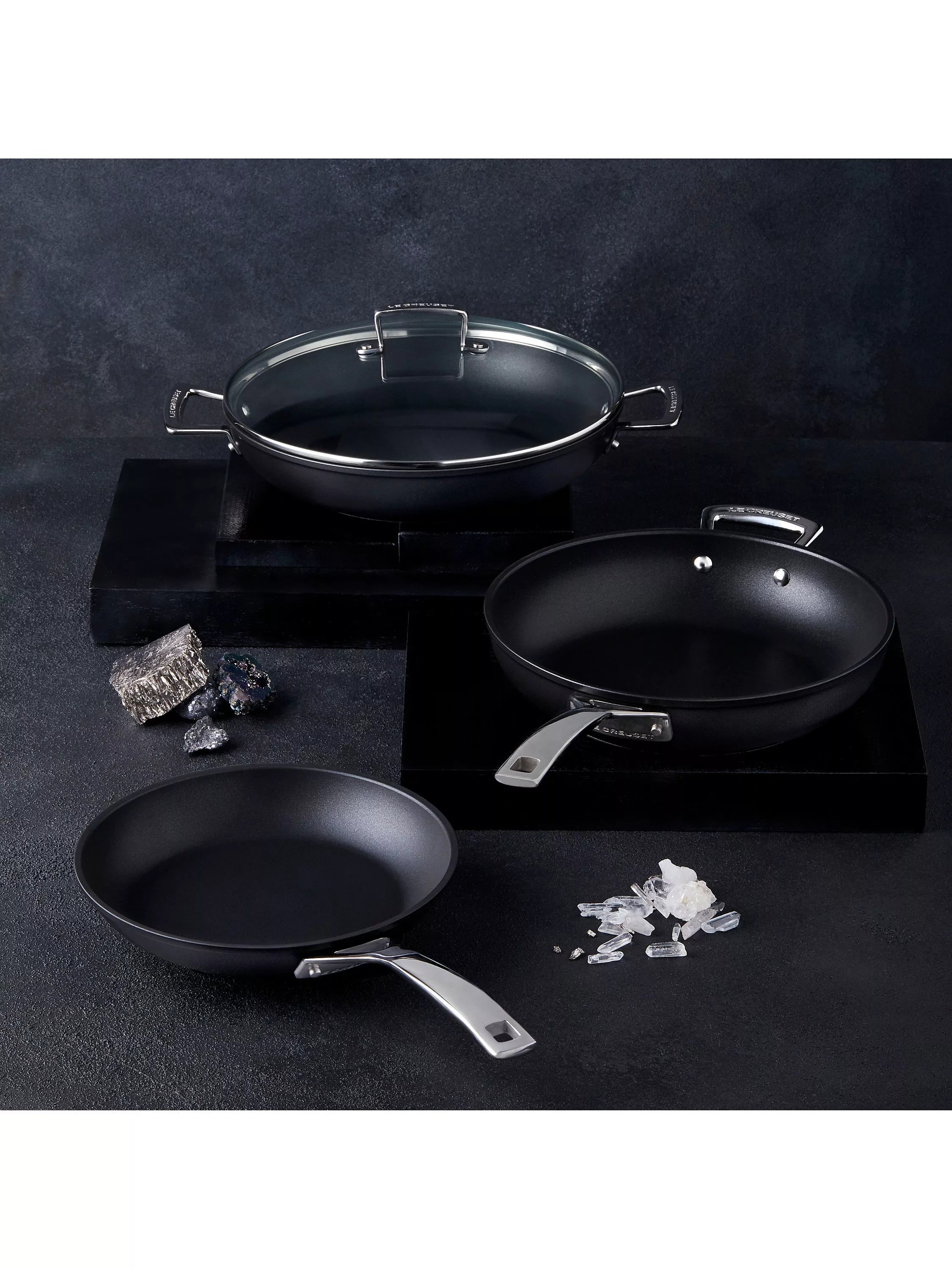 Le Creuset shallow casserole with toughened non-stick coating and glass lid, 24cm, UK version