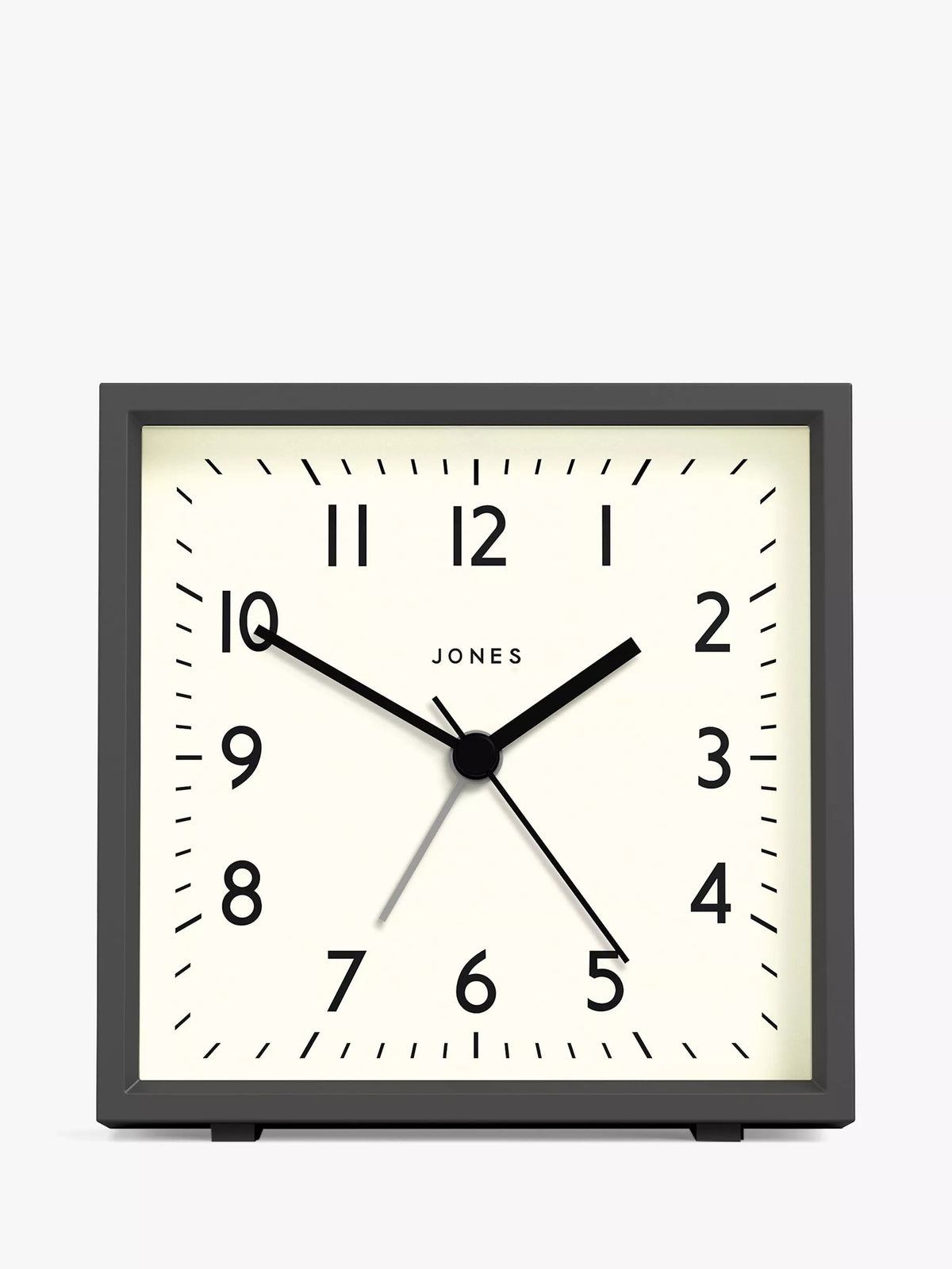 Jones Clocks Disc Square Analogue Alarm Clock, UK version