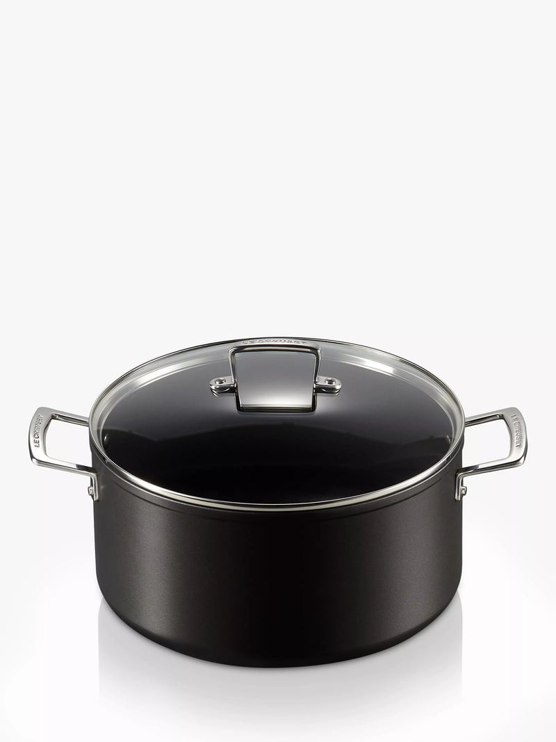 Le Creuset toughened non-stick deep casserole with glass lid 28cm, UK version