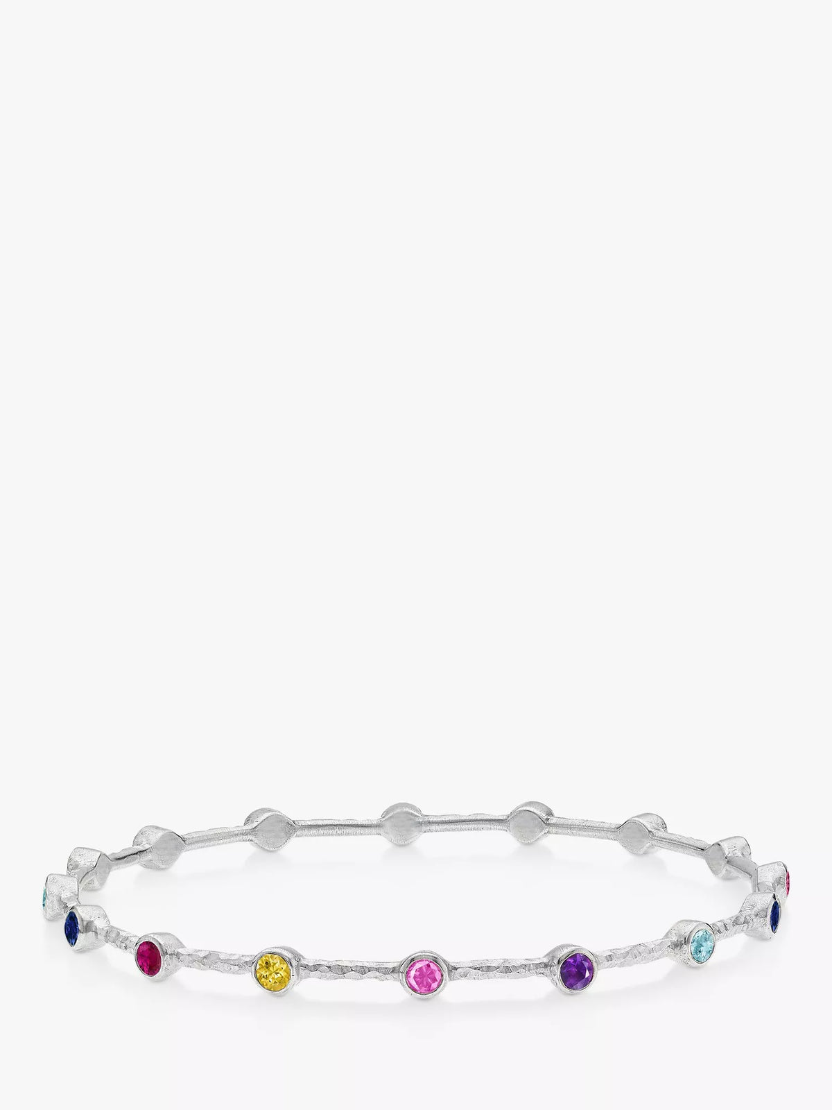 Dower & Hall hammered multi gem bangle silver 62mm, UK version