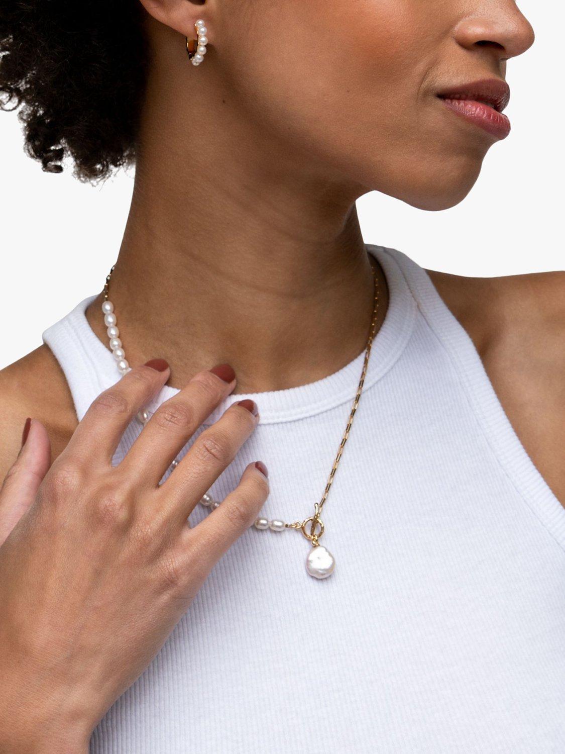 Dower & Hall keshi pearl necklace gold white (British brand)