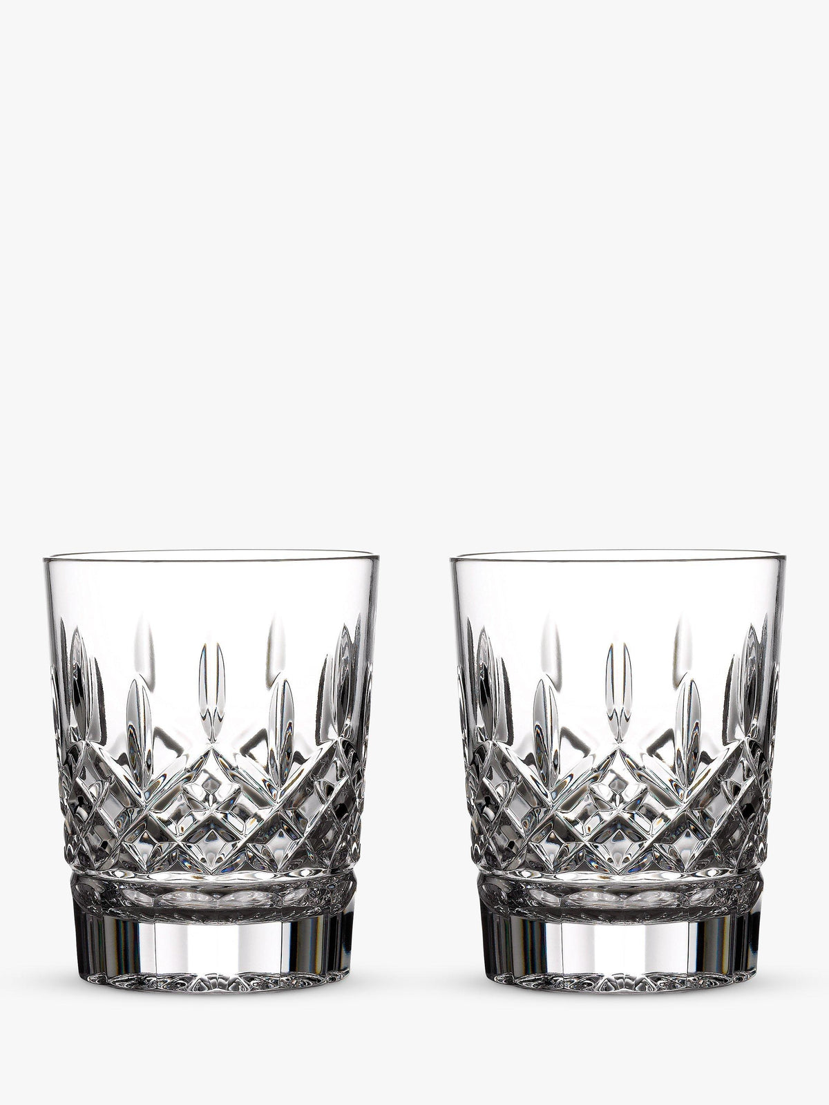 Set of 2 Cut Glass Double Old Fashioned Tumblers 354ml Clear