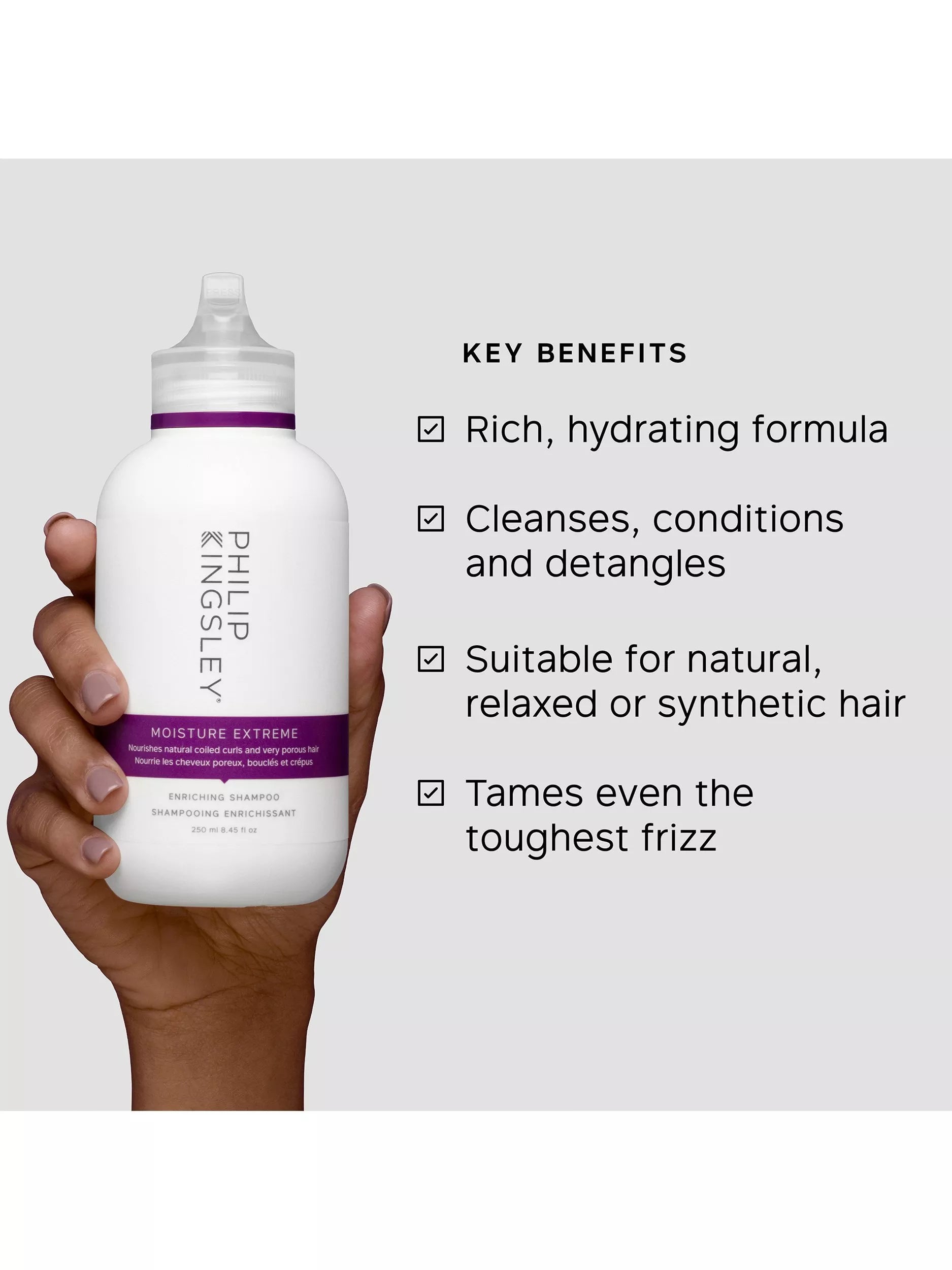 Philip Kingsley Moisture Extreme Enriching Shampoo 250ml, imported from the UK