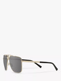 Versace rectangular sunglasses pale gold mirror grey - British product