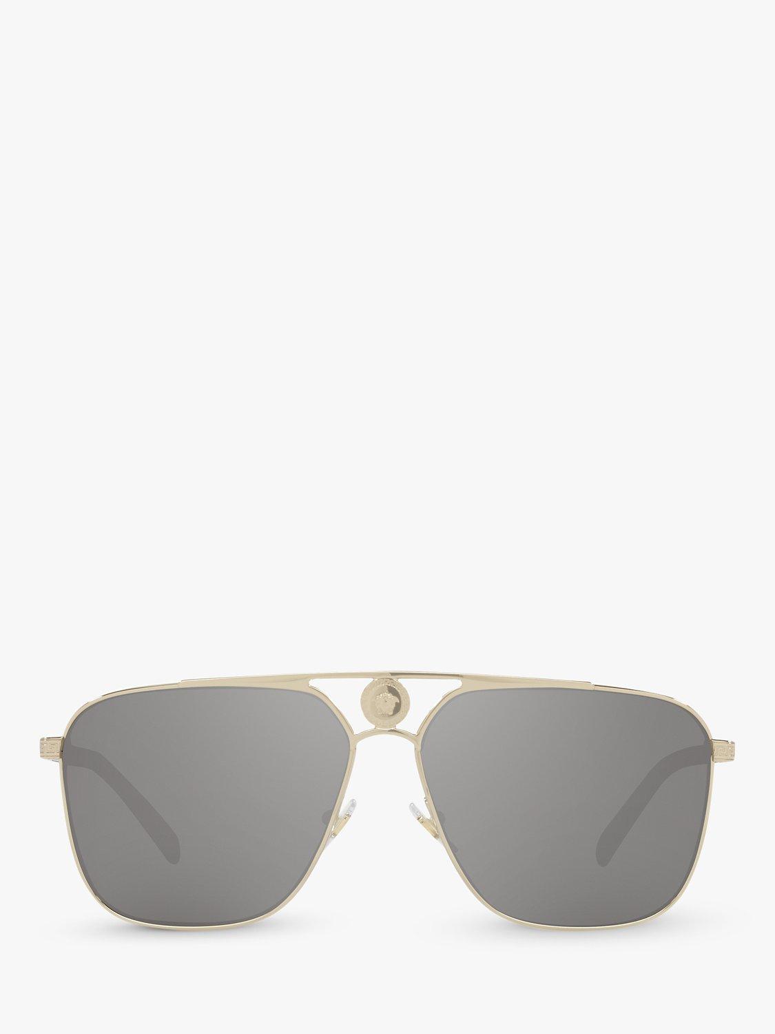 Versace rectangular sunglasses pale gold mirror grey - British product