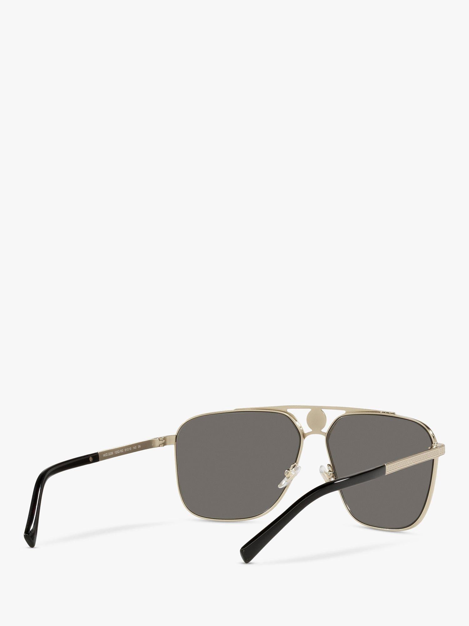 Versace rectangular sunglasses pale gold mirror grey - British product