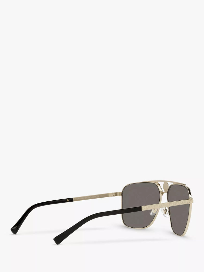 Versace rectangular sunglasses pale gold mirror grey - British product