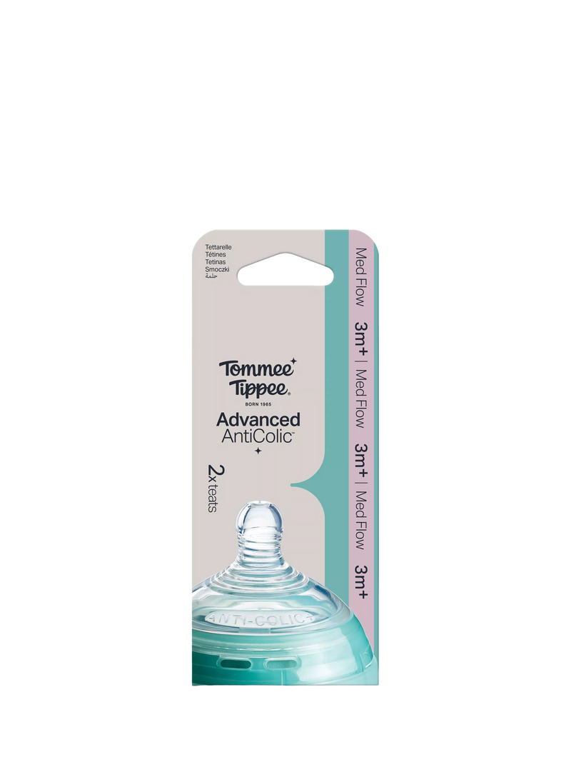 Tommee Tippee medium flow baby bottle teats pack of 2 (British brand)