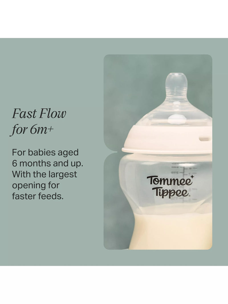 Tommee Tippee anti-colic fast flow silicone baby bottle teats pack of 2 (British brand)