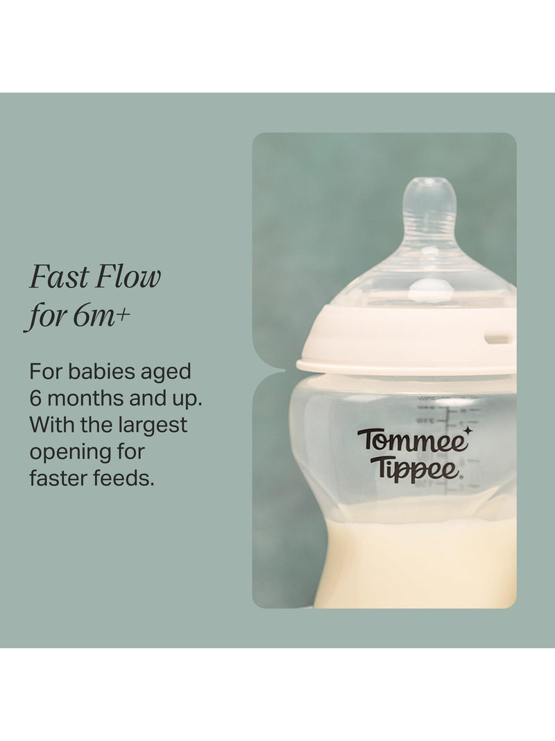 Tommee Tippee anti-colic fast flow silicone baby bottle teats pack of 2 (British brand)