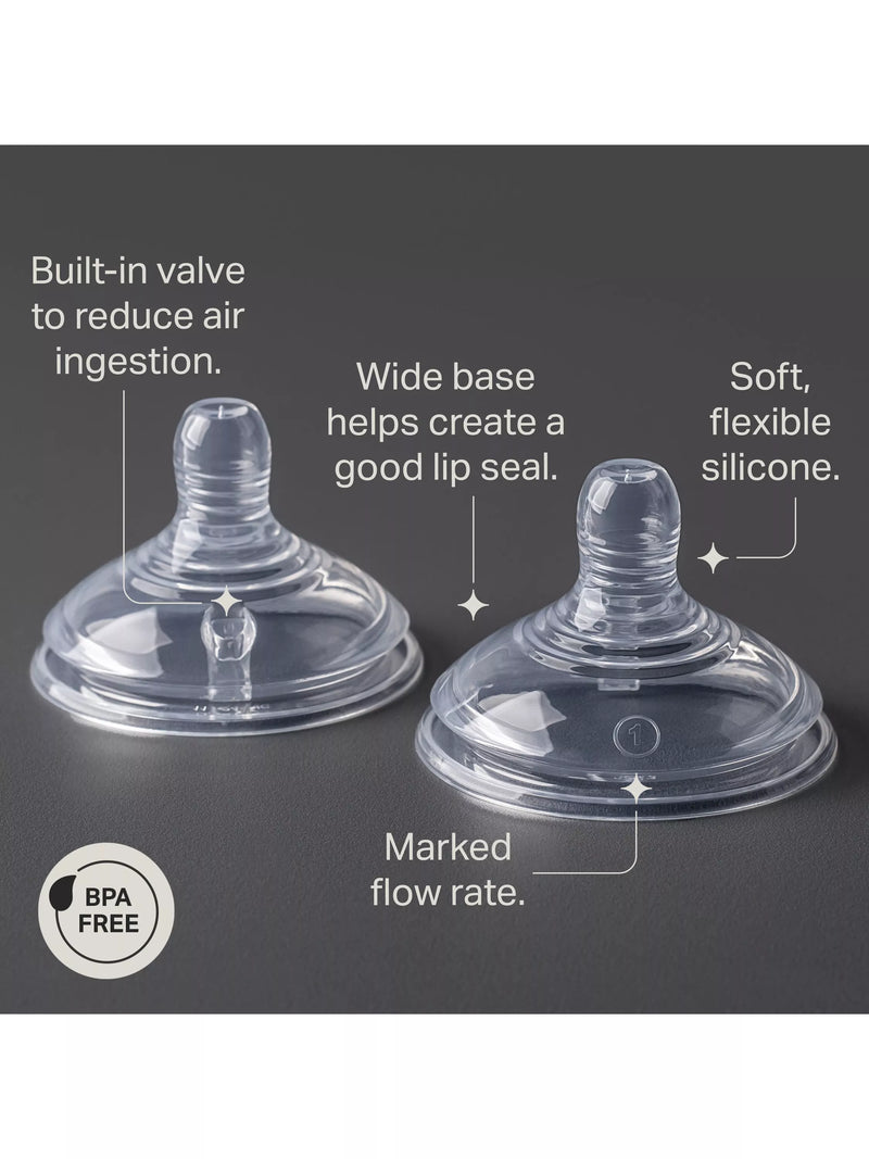 Tommee Tippee anti-colic fast flow silicone baby bottle teats pack of 2 (British brand)