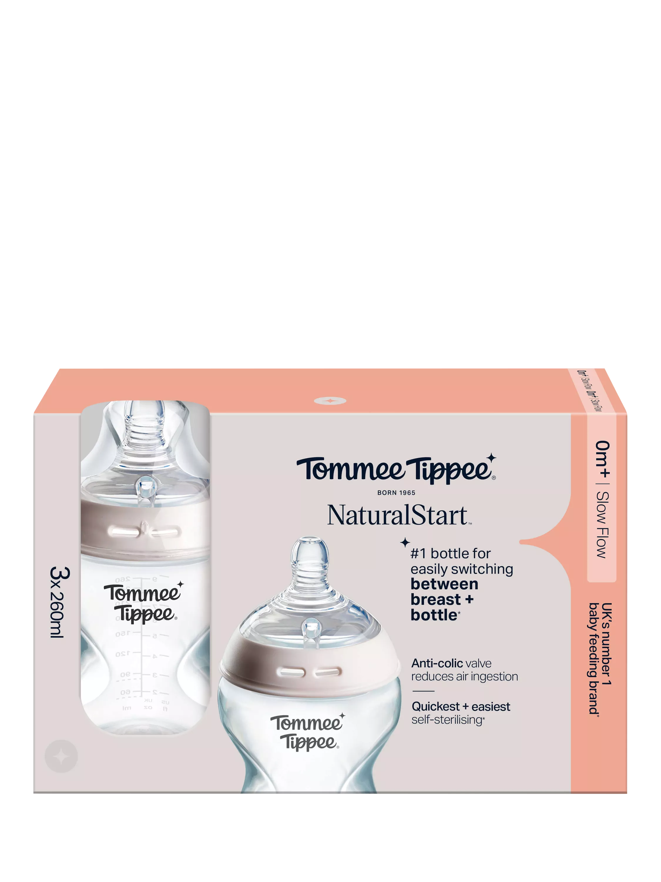 Tommee Tippee baby bottle with slow flow teats 260ml (British brand)