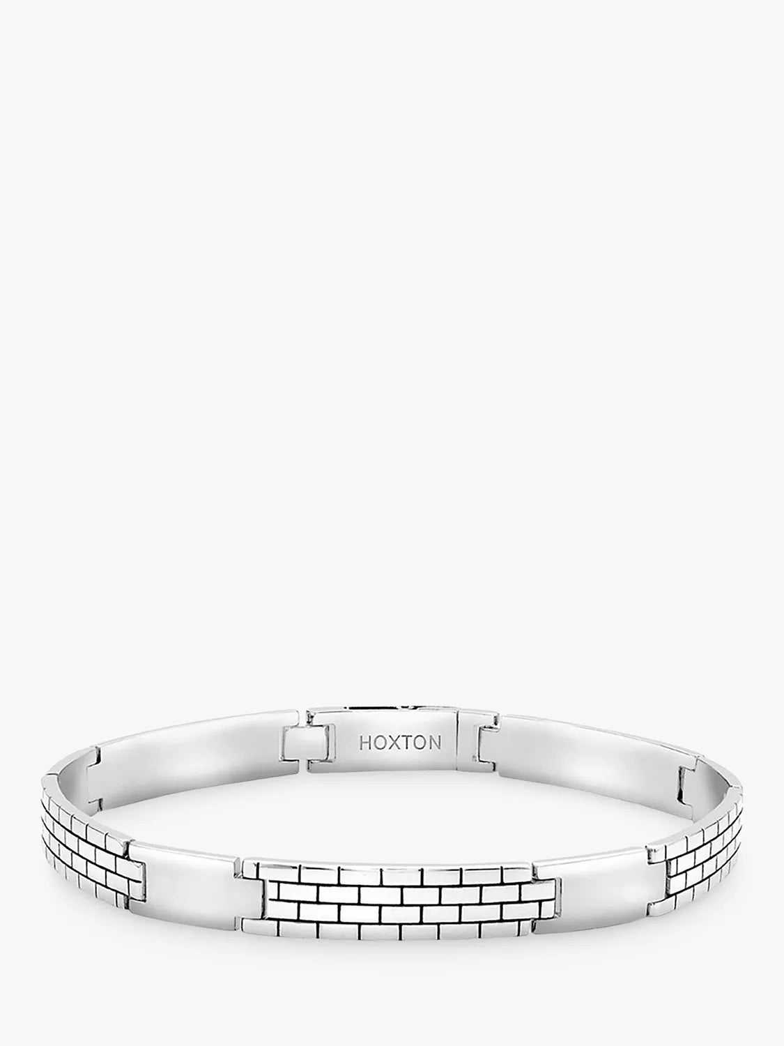 Hoxton London men's brick pattern bar link bracelet silver - British product