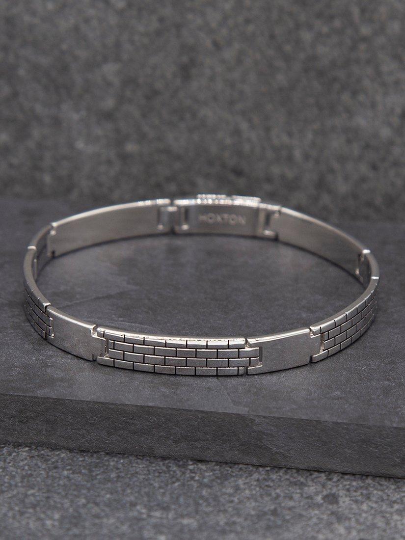 Hoxton London men's brick pattern bar link bracelet silver - British product
