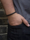 Hoxton London men's braided leather hook bracelet black silver - British product