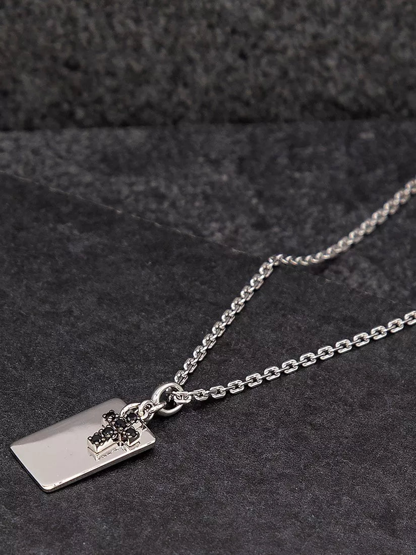 Hoxton London pendant necklace dog tag sapphire cross, UK version