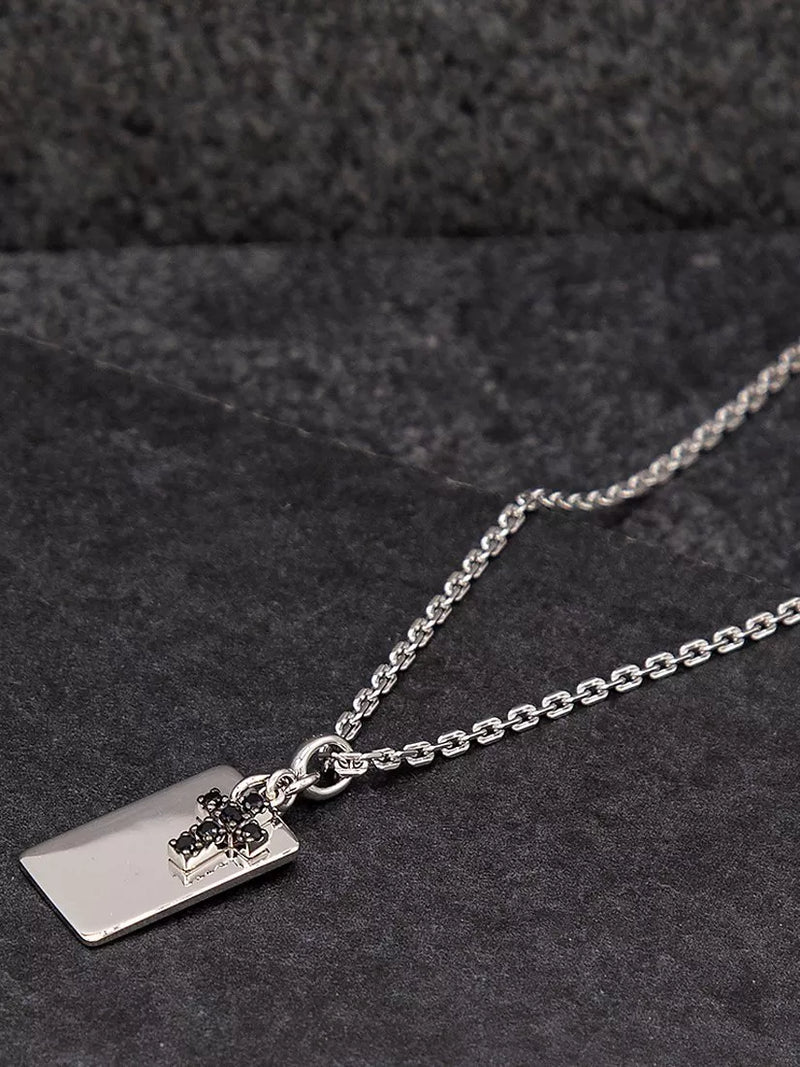 Hoxton London pendant necklace dog tag sapphire cross, UK version