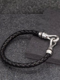 Hoxton London sapphire braided leather hook bracelet black silver - British product