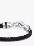 Hoxton London sapphire braided leather hook bracelet black silver - British product