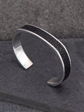 Hoxton London men's cuff bangle with printed leather inlay, imported from the UK