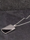 Hoxton London men's half leather dog tag necklace silver/black, UK version