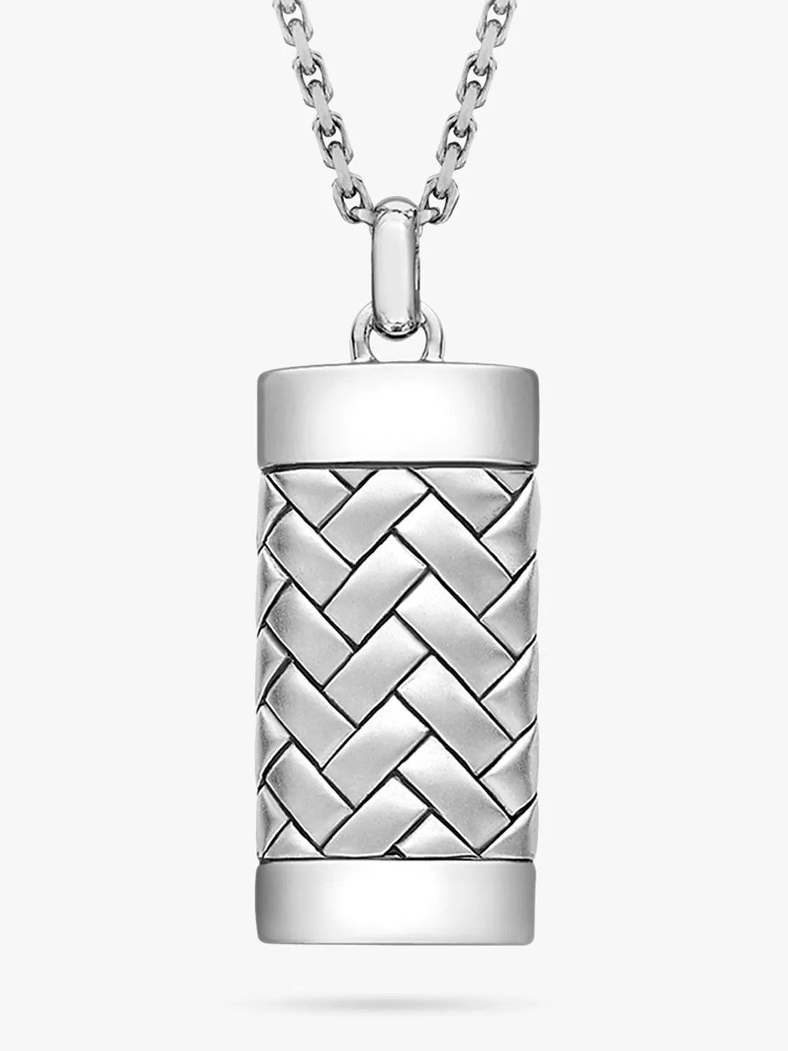 Hoxton London herringbone rectangle pendant necklace silver, imported from the UK