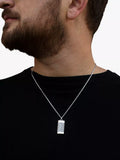 Hoxton London herringbone rectangle pendant necklace silver, imported from the UK
