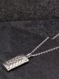 Hoxton London herringbone rectangle pendant necklace silver, imported from the UK