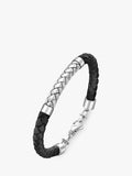 Hoxton London black silver herringbone braided leather bracelet (British brand)