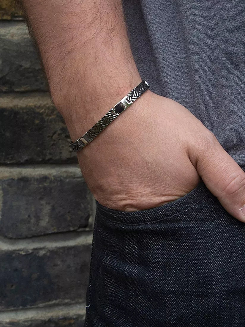 Hoxton London oxidised bar link bracelet sterling silver (British brand)