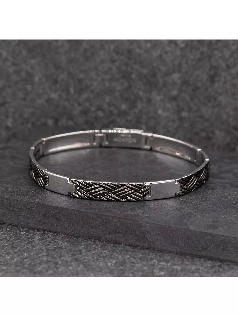 Hoxton London oxidised bar link bracelet sterling silver (British brand)
