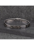 Hoxton London oxidised bar link bracelet sterling silver (British brand)