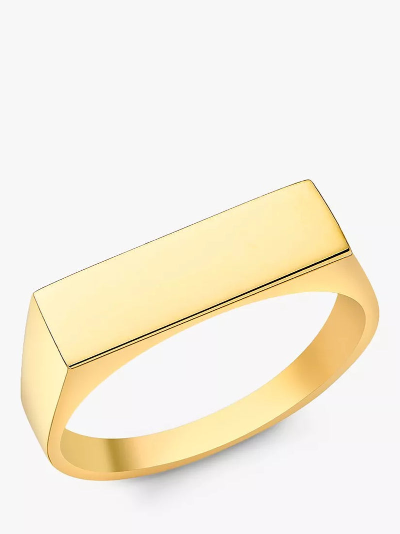 IBB rectangular signet ring 9ct gold personalised (British brand)