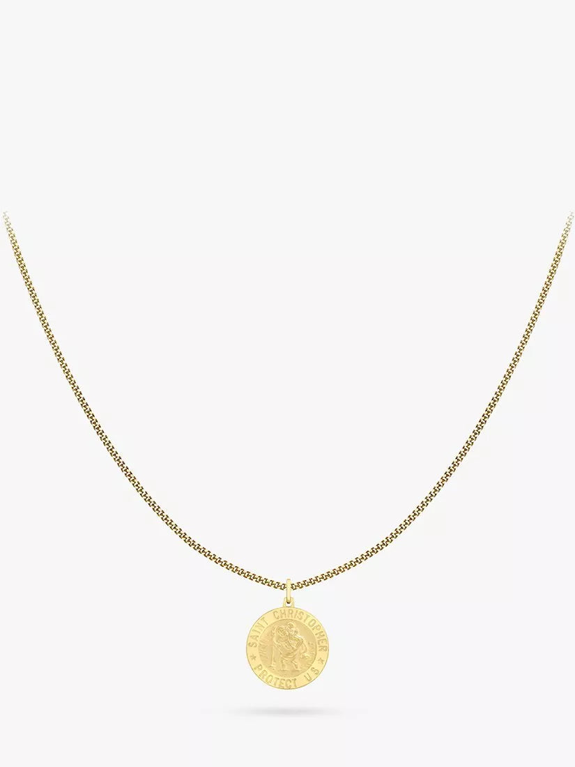 IBB 9ct gold St Christopher pendant necklace 51cm chain (British brand)