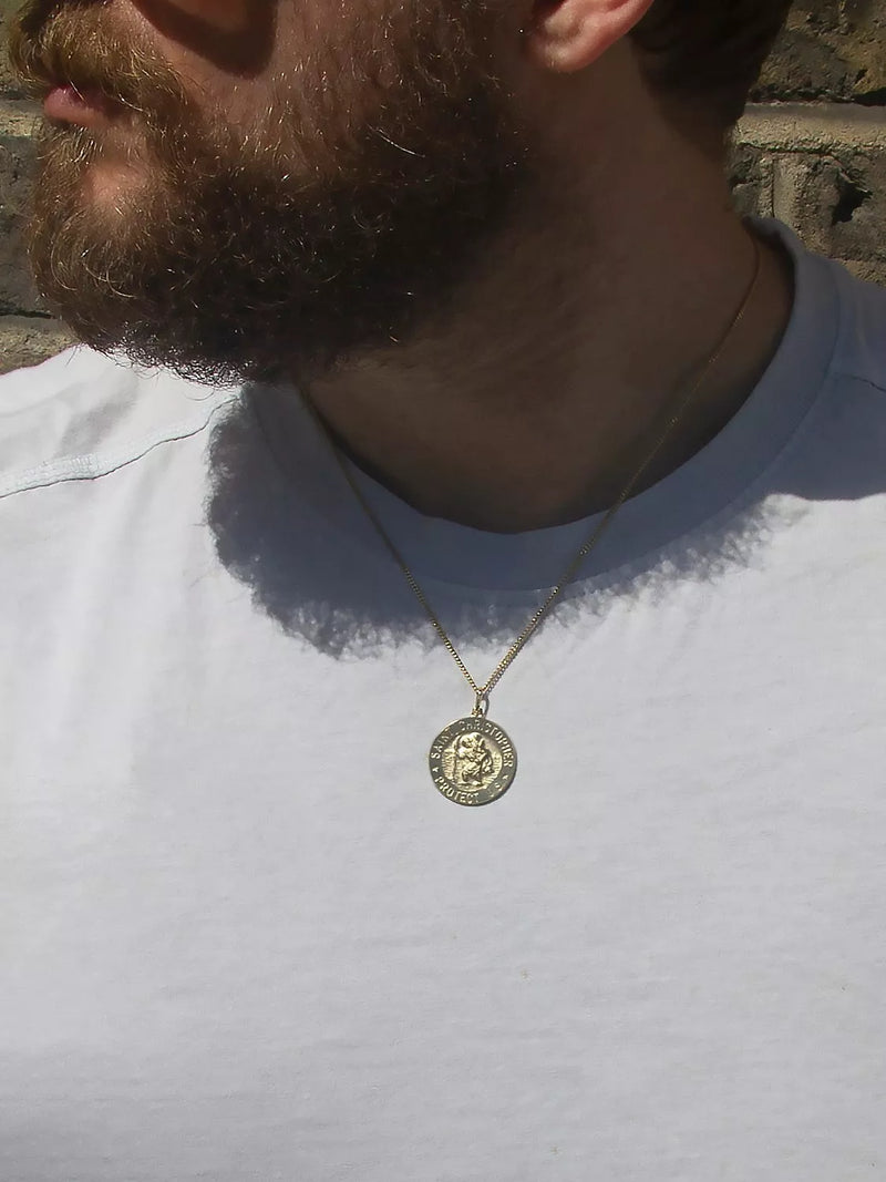 IBB 9ct gold St Christopher pendant necklace 51cm chain (British brand)