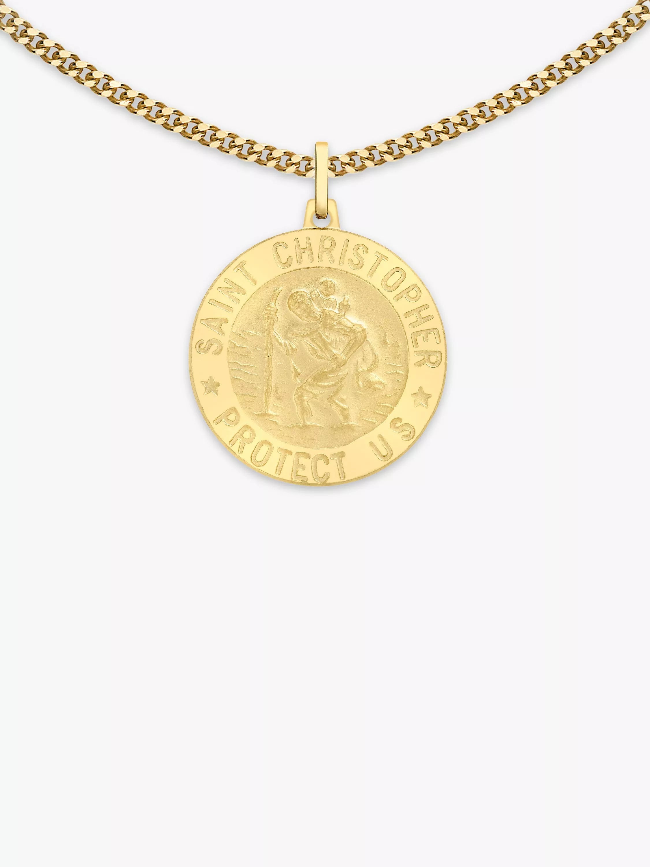 IBB 9ct gold St Christopher pendant necklace 51cm chain (British brand)