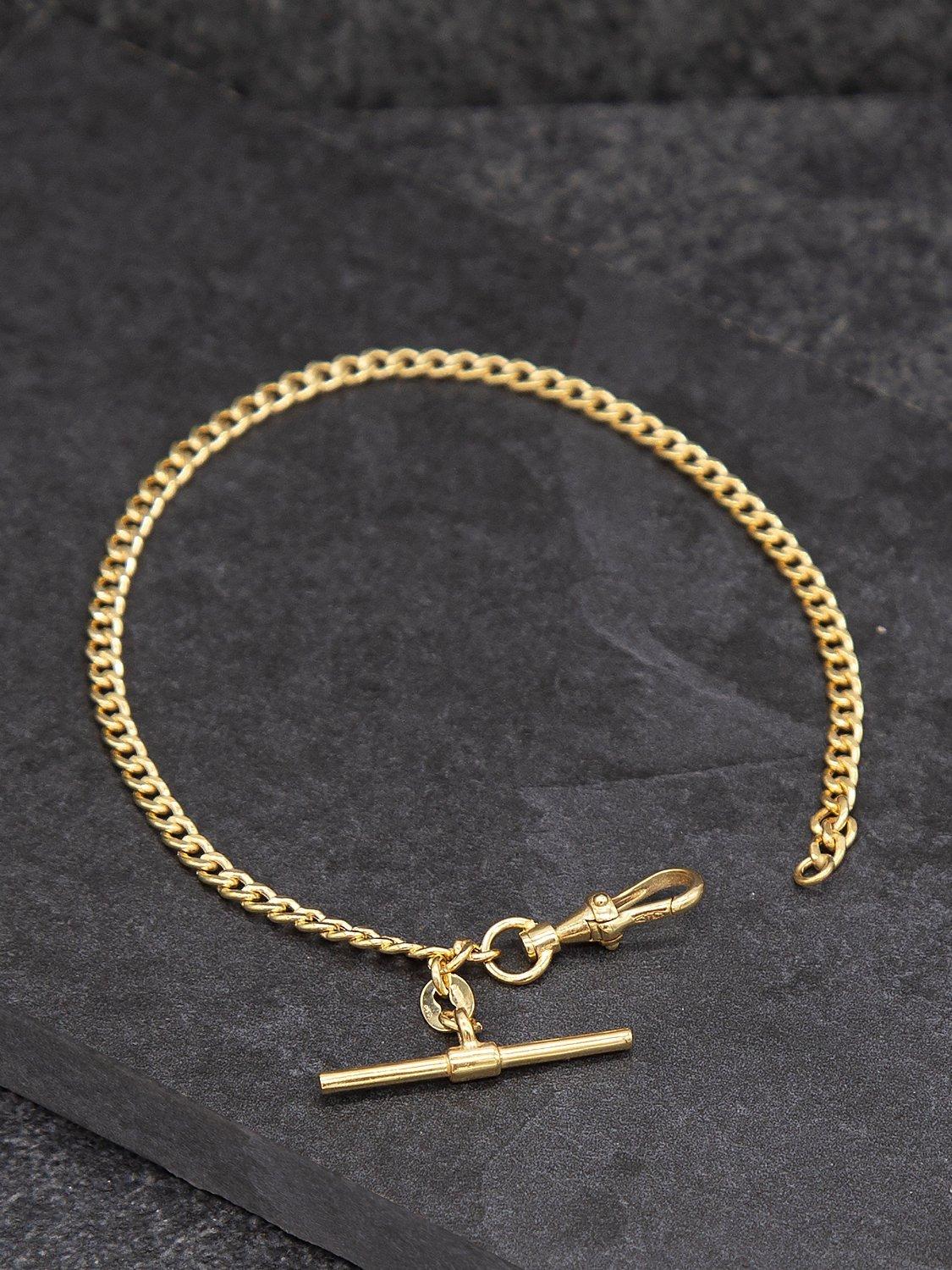IBB 9ct gold hollow T-bar curb chain bracelet 19cm, UK version